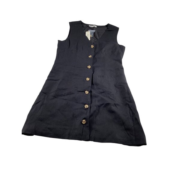 Francesca's Black Sleeveless Button-Up Mini Womens Dress Medium Casual Relax NWT - Picture 3 of 8